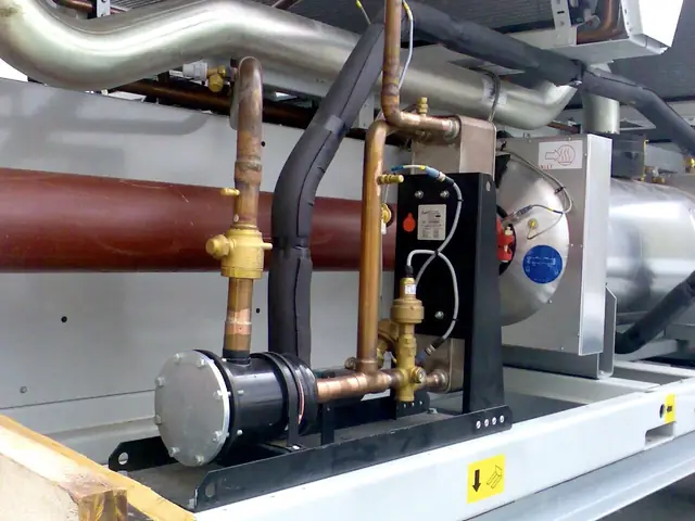Valves and a pump at a chiller