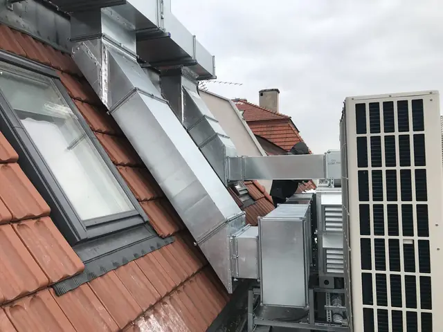 Ducts and outdoor units on a roof