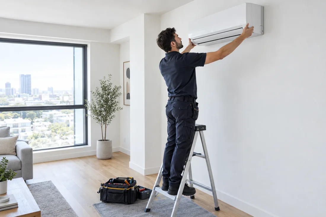 Wandklimagerät in einer modernen Wohnung montiert
